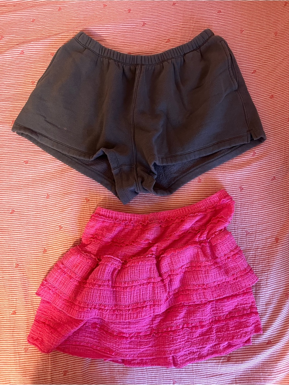 Target Black Cotton Lounge Shorts & Target Hot Pink Ruffle Skort
